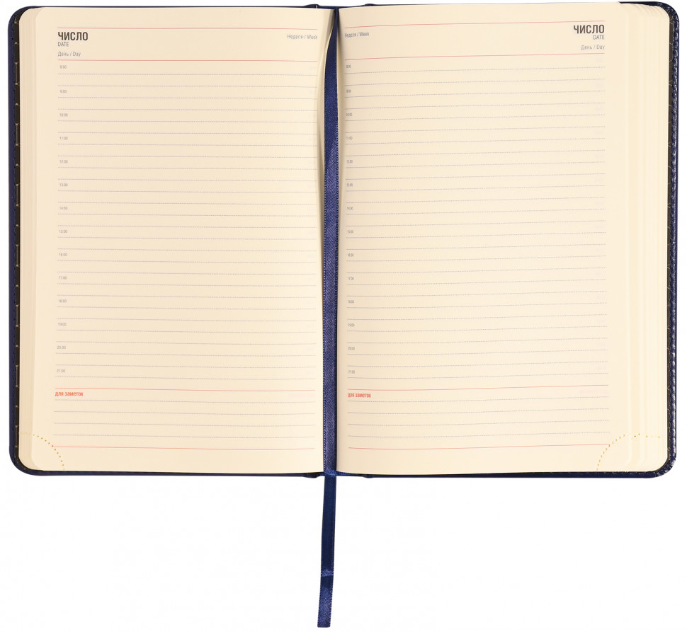 Ежедневник А5 недатированный INFORMAT ИДЕЯ, 176 листов, твердая обложка с тиснением, с закладкой-ляссе, синий