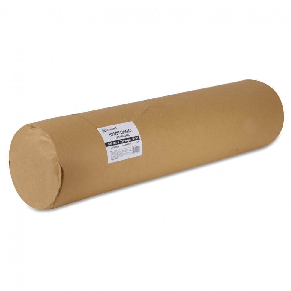 Крафт-бумага, рулон 840 мм x 150 м, плотность 78 г/м2, Марка А