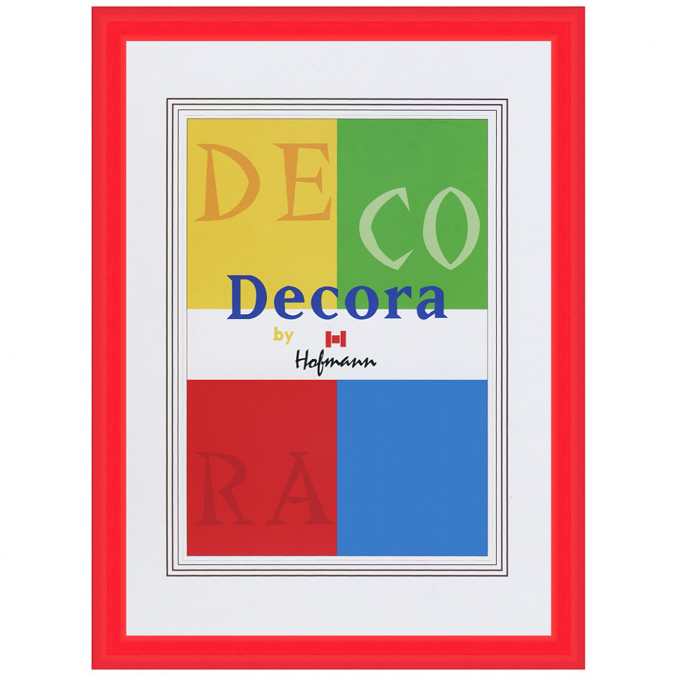 Рамка Hofmann Decora, размер 20 x 25 см, багет 7 мм пластик, со стеклом, паспарту 13 х 18 см, цвет красный, Hofmann 45-R