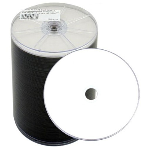 Диск DVD-R Ritek 16X 4.7 Gb Printable с полнозакрашенной поверхностью для струйной печати (полная заливка) в термопленке, упаковка 50 штук