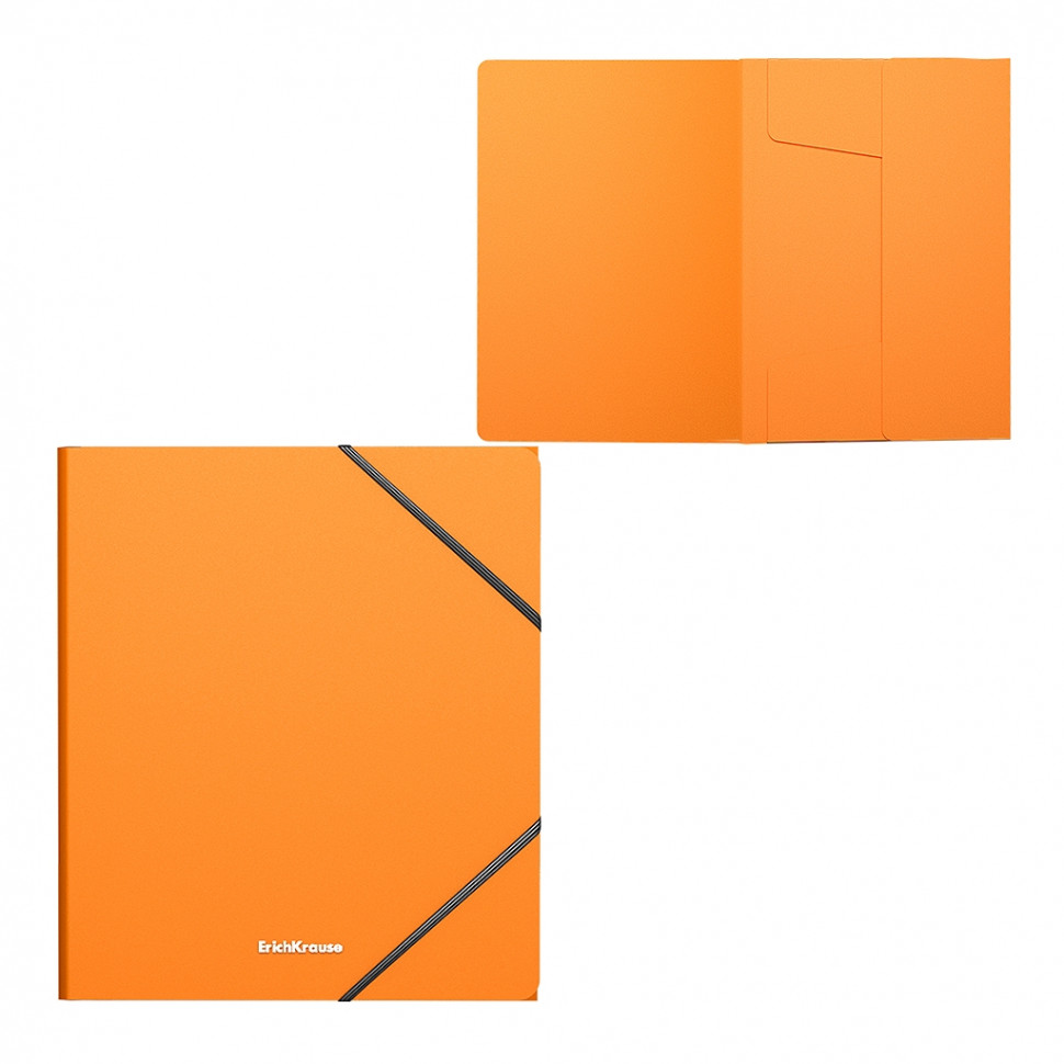 Папка на резинках пластиковая ErichKrause® Neon A5+, цвет оранжевый, EK47425