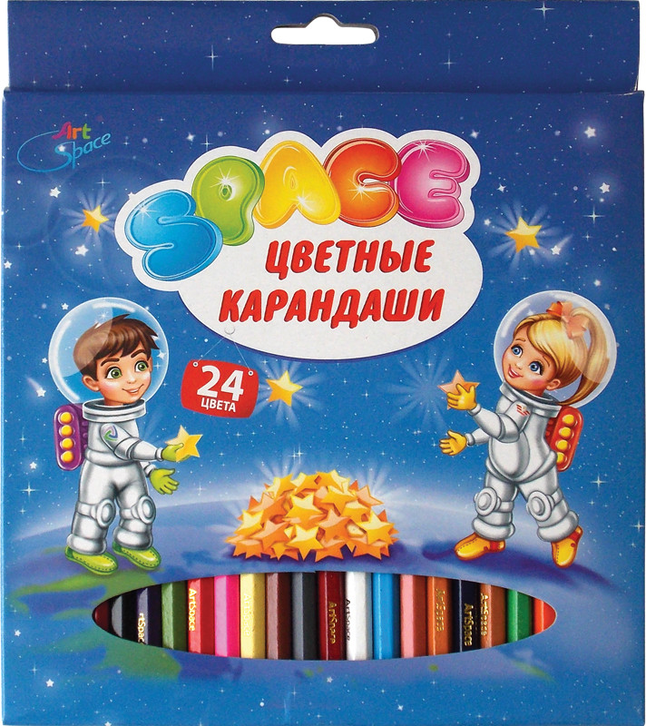 Карандаши "Космонавты" 24 цвета заточенные