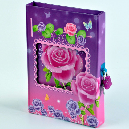 БЛОКНОТ для записей Mazari ROSE с замочком, линованный бумажный блок 14,5 x 21 см, 50 листов, плотность бумаги 70 г/м2, M-3728