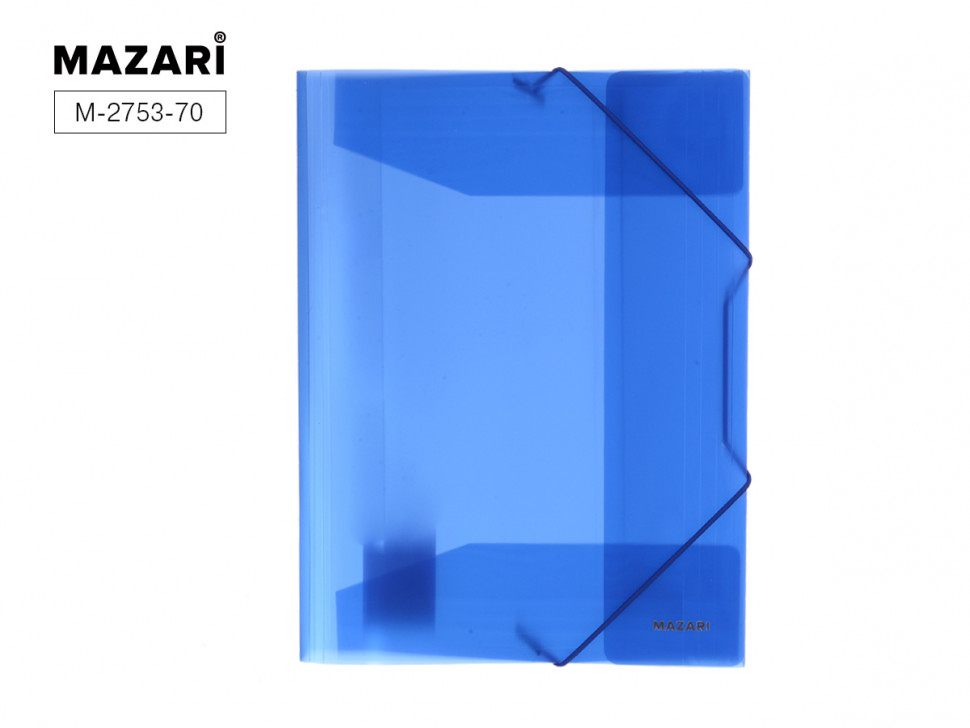 Папка на резинке полупрозрачная Mazari 3D , толщина пластика 0.5 мм, корешок 30 мм, цвет синий, Mazari M-2753-70