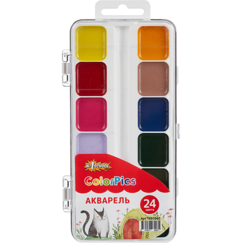 Акварель FORUM Office Collection KIDS "Зверята" медовая, 24 цвета, пластиковая коробка