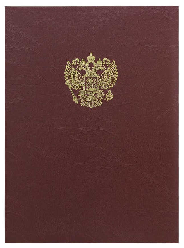 Папка адресная, с российским орлом, пухлая с бумажной подушкой, элитный переплетный материал, фактура "бордо под кожу"