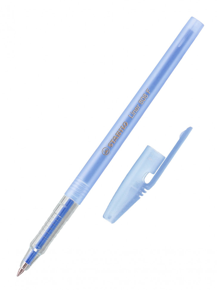 Ручка шариковая STABILO Liner 808 F, толщина линии 0.38 мм, длина письма 2400 м, цвет корпуса дымчатый, масляные чернила, цвет чернил синий, Stabilo 808FT5041