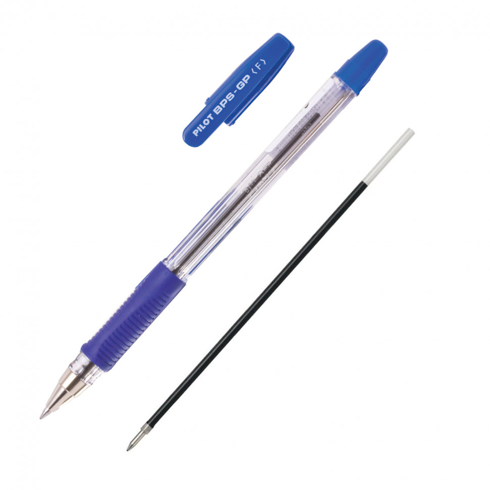 Ручка шариковая PILOT BPS-GP-F, масляные чернила, корпус прозрачный, пишущий узел 0,7 мм, линия письма 0,22 мм, длина письма 1300 м, цвет чернил синий