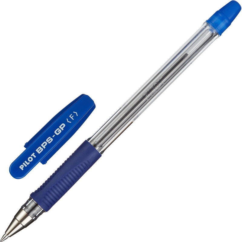 Ручка шариковая PILOT BPS-GP-F, масляные чернила, корпус прозрачный, пишущий узел 0,7 мм, линия письма 0,22 мм, длина письма 1300 м, цвет чернил синий