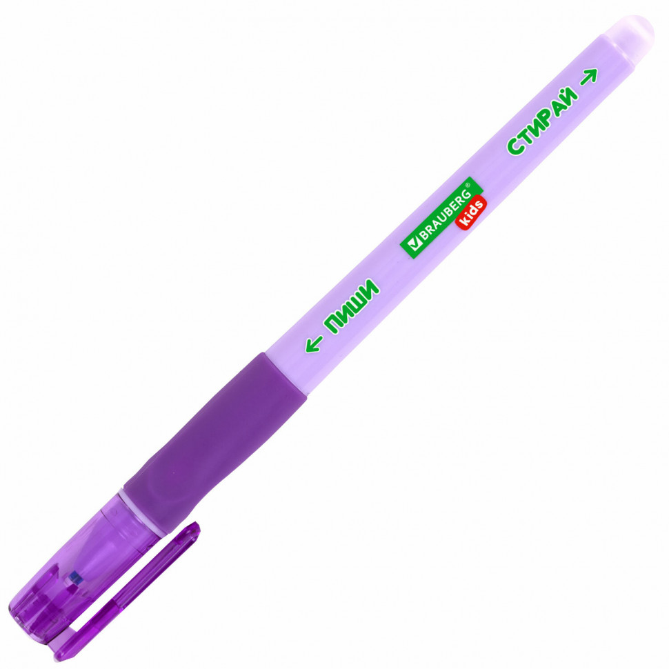 Ручка стираемая гелевая с эргономичным грипом BRAUBERG KIDS "RESTART COLOR", игольчатый пишущий узел 0,5 мм, линия 0,35 мм, цвет чернил синий, 144097