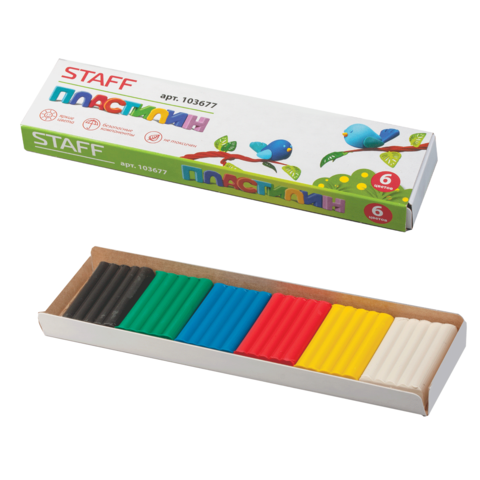 Пластилин 6 цветов, 60 г, 103677