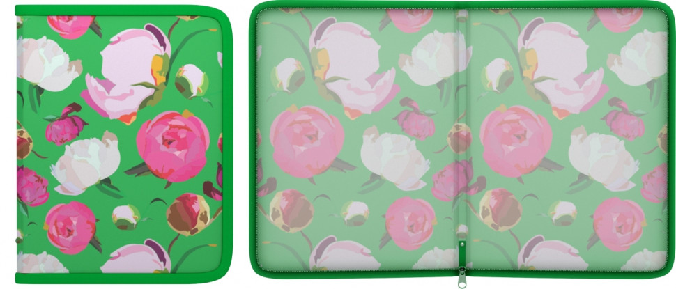 Папка на молнии пластиковая ErichKrause® Peonies A5+, EK47097