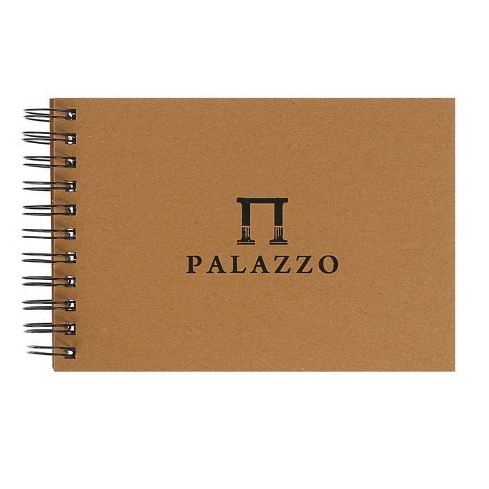 Блокнот А5 на пружине "PALAZZO", крафт-бумага для эскизов 200 г/м2, твердая обложка, 35 листов