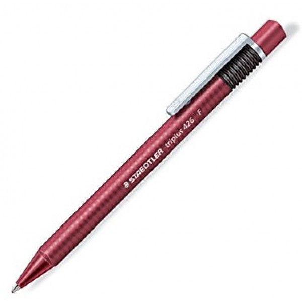 Шариковая ручка трехгранная Staedtler Triplus 426F, прорезиненный корпус, пишущий узел 0,3 мм, толщина линии F, цвет чернил красный