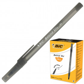 Ручка шариковая BIC Round Stic, корпус черный, пишущий узел 1 мм, линия письма 0,32 мм, длина письма до 3000 м, цвет чернил черный, BIC 920568
