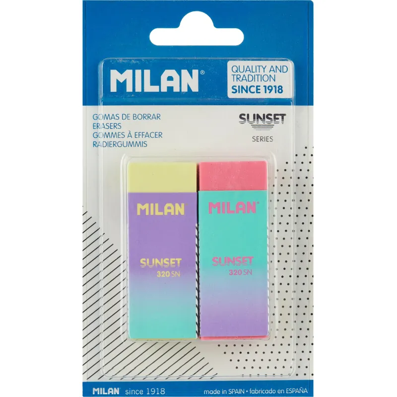 Ластик Milan SUNSET, уп. 2 штуки, Milan BPM10452