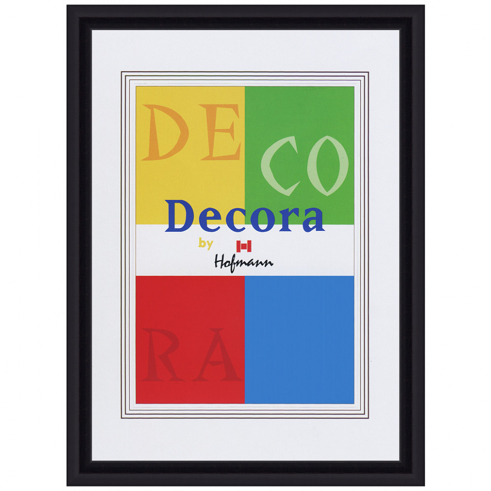 Рамка Hofmann Decora, размер 20 x 25 см, багет 7 мм пластик, со стеклом, паспарту 13 х 18 см, цвет черный, Hofmann 45-N