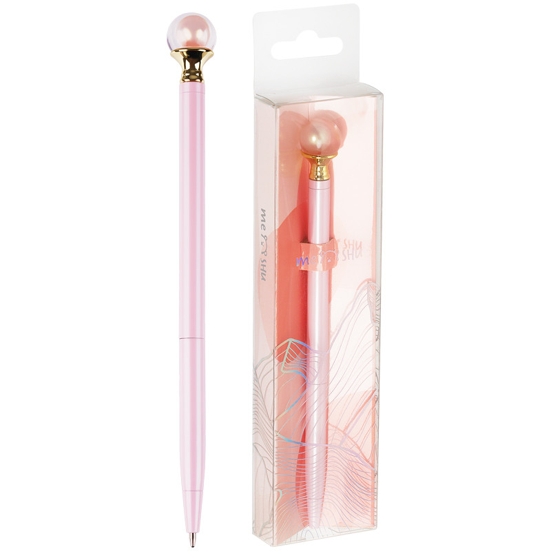 Ручка шариковая автоматическая MESHU Pink Pearl, пишущий узел 1 мм, толщина линии 0.8 мм, цвет чернил синий