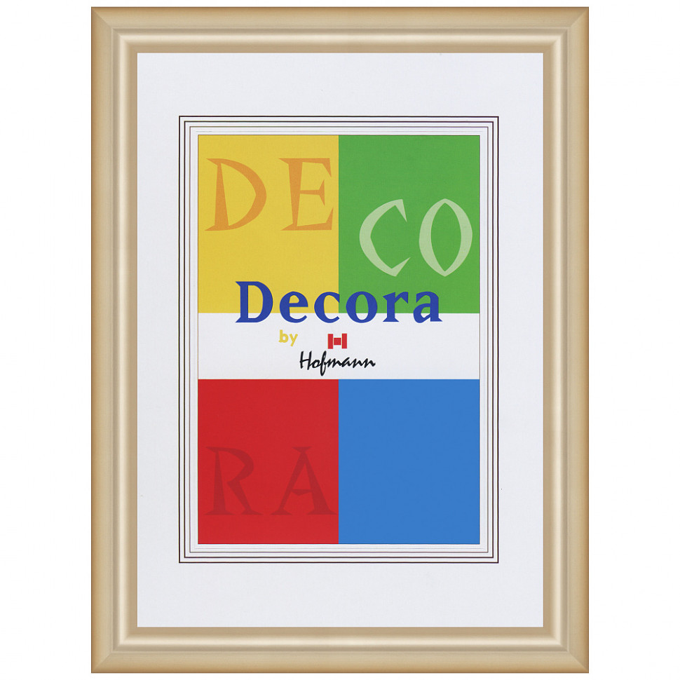 Фоторамка Hofmann Decora 13 x 18 см, паспарту 9 х 13 см, багет 7 мм пластик, со стеклом, цвет "золото", Hofmann 45-O