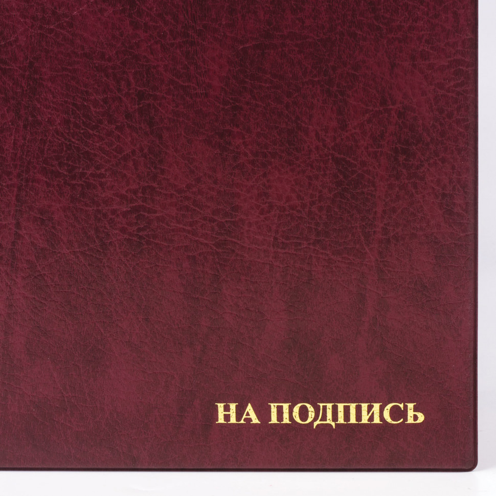 Папка адресная "На подпись" формата А4, увеличенная вместимость до 100 листов, ПВХ, бордовая