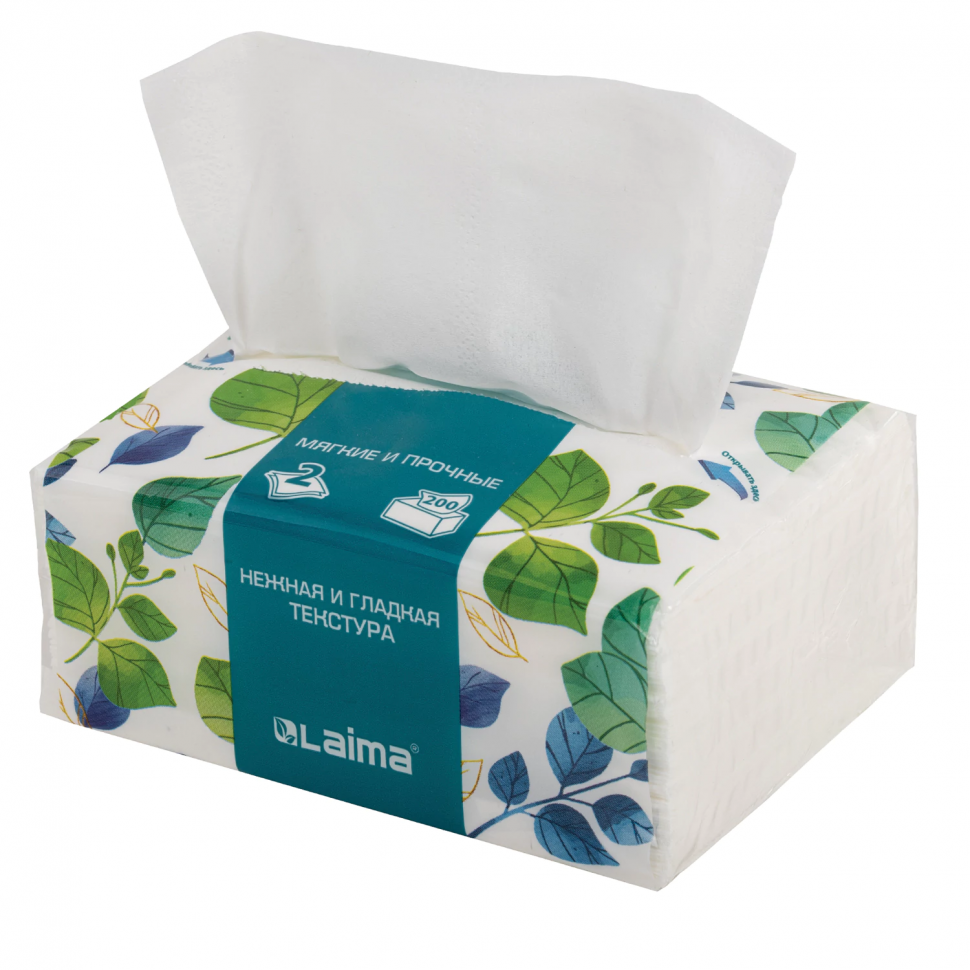 Салфетки косметические двухслойные LAIMA PREMIUM, размер 13,5х19 см, уп. 200 штук, 116357