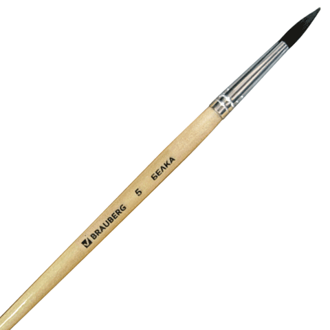 Кисть BRAUBERG белка, круглая, №5, 200182