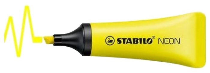 ТЕКСТОВЫДЕЛИТЕЛЬ STABILO NEON В ФОРМЕ ТЮБИКА, скошенный пишущий узел 2 - 5 мм, ЦВЕТ ЧЕРНИЛ ЖЕЛТЫЙ , Stabilo 72/24