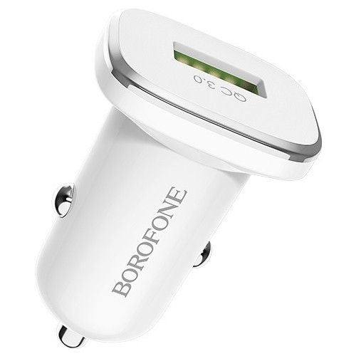 Автомобильное зарядное устройство Borofone BZ12A Lasting Power QuickCharge 3.0 с функцией быстрой зарядки, USB порт 3А, белый