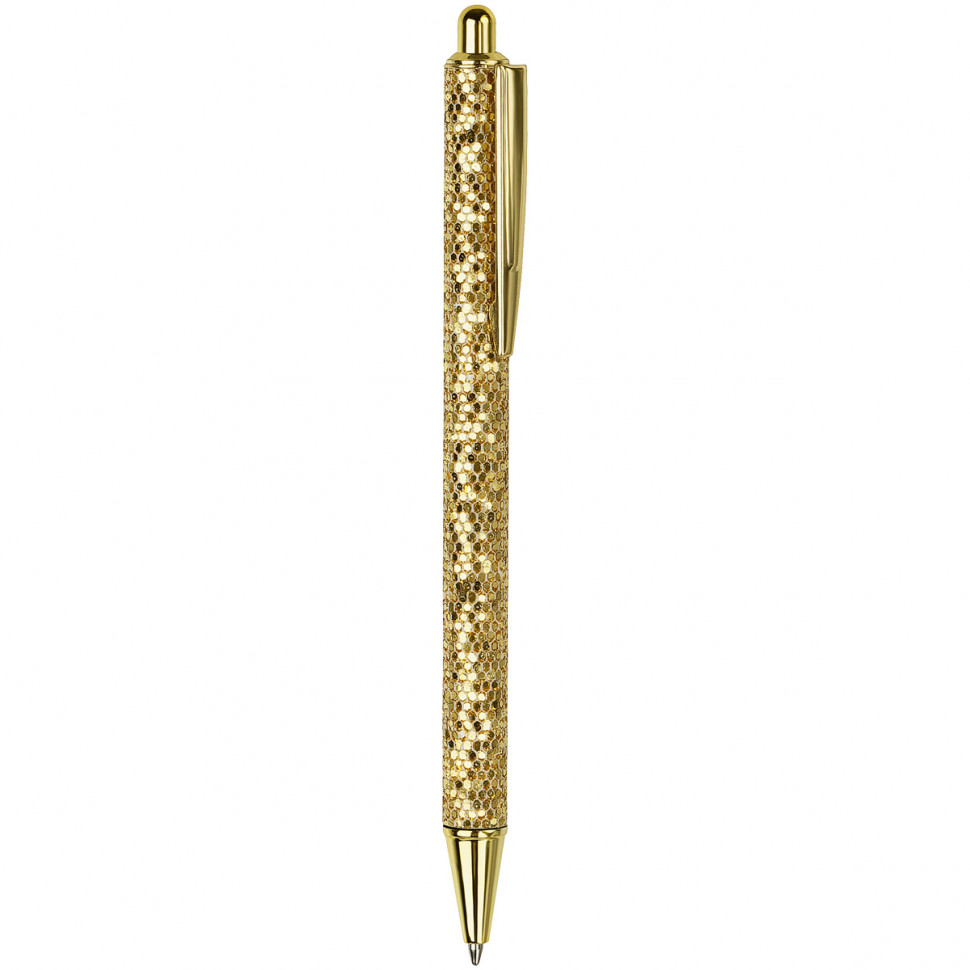 Ручка шариковая автоматическая MESHU Gold Shimmer, пишущий узел 1 мм, толщина линии письма 0.8 мм, цвет чернил синий
