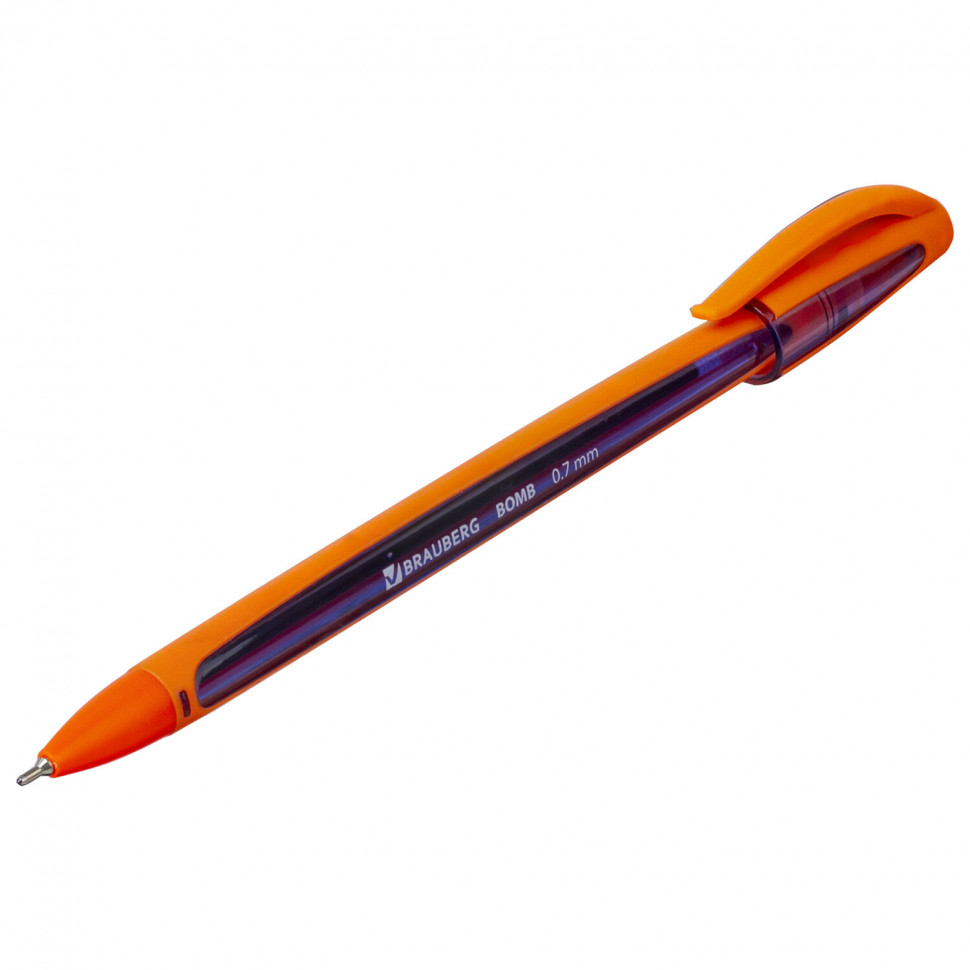 Ручка шариковая масляная BRAUBERG BOMB GT Color, прорезиненный корпус, пишущий узел 0,7 мм, линия письма 0,35 мм, цвет чернил синий, 143346
