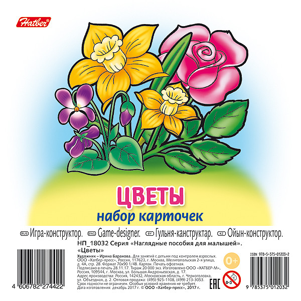 Наглядные пособия для малышей - набор 11 карточек 10 х 10 см (овощи, фрукты, цветы, ягоды)