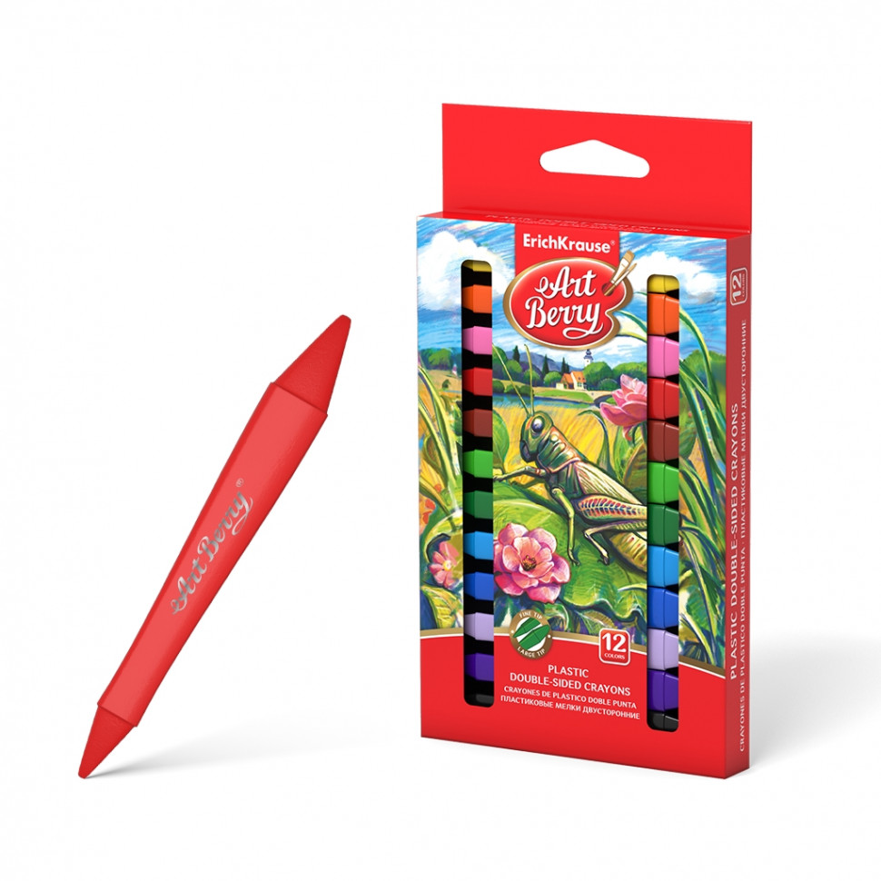 Двухсторонние пластиковые мелки Erich Krause ArtBerry®, 12 цветов