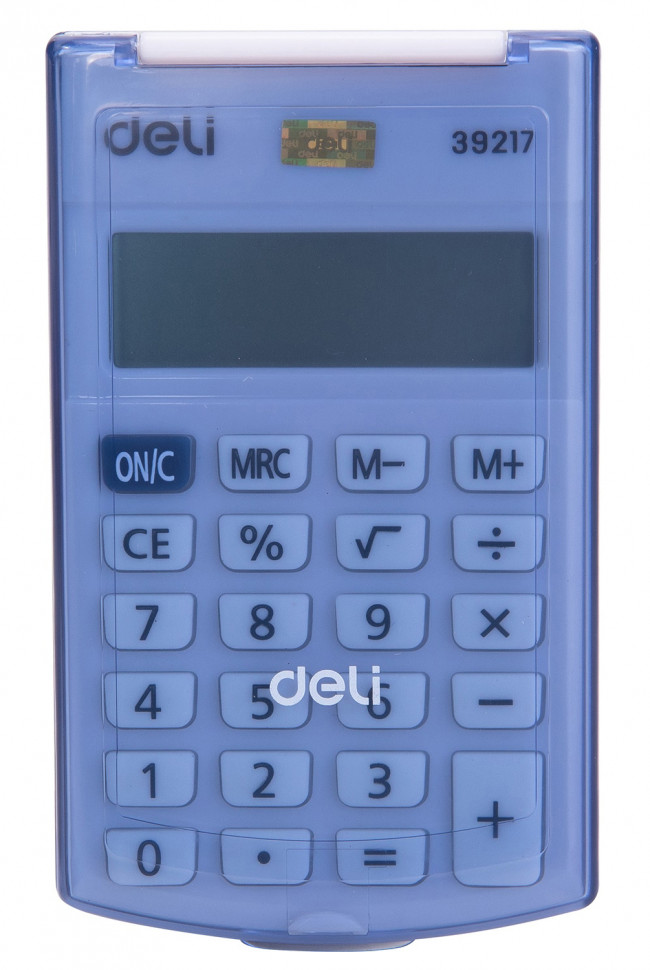 Калькулятор карманный Deli E39217, 8 разрядов, питание от батареек LR54, размер 63 х 105 х 15 мм, цвет синий