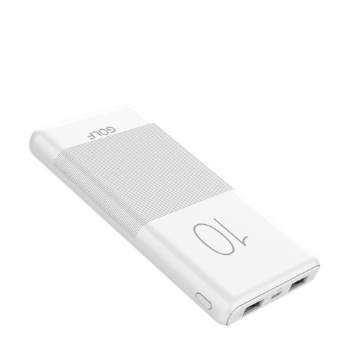 Аккумулятор внешний GOLF G80/ Powerbank 10000 mah + Кабель Micro usb /In Micro usb /Out USB 1 А, 2.1A/ белый