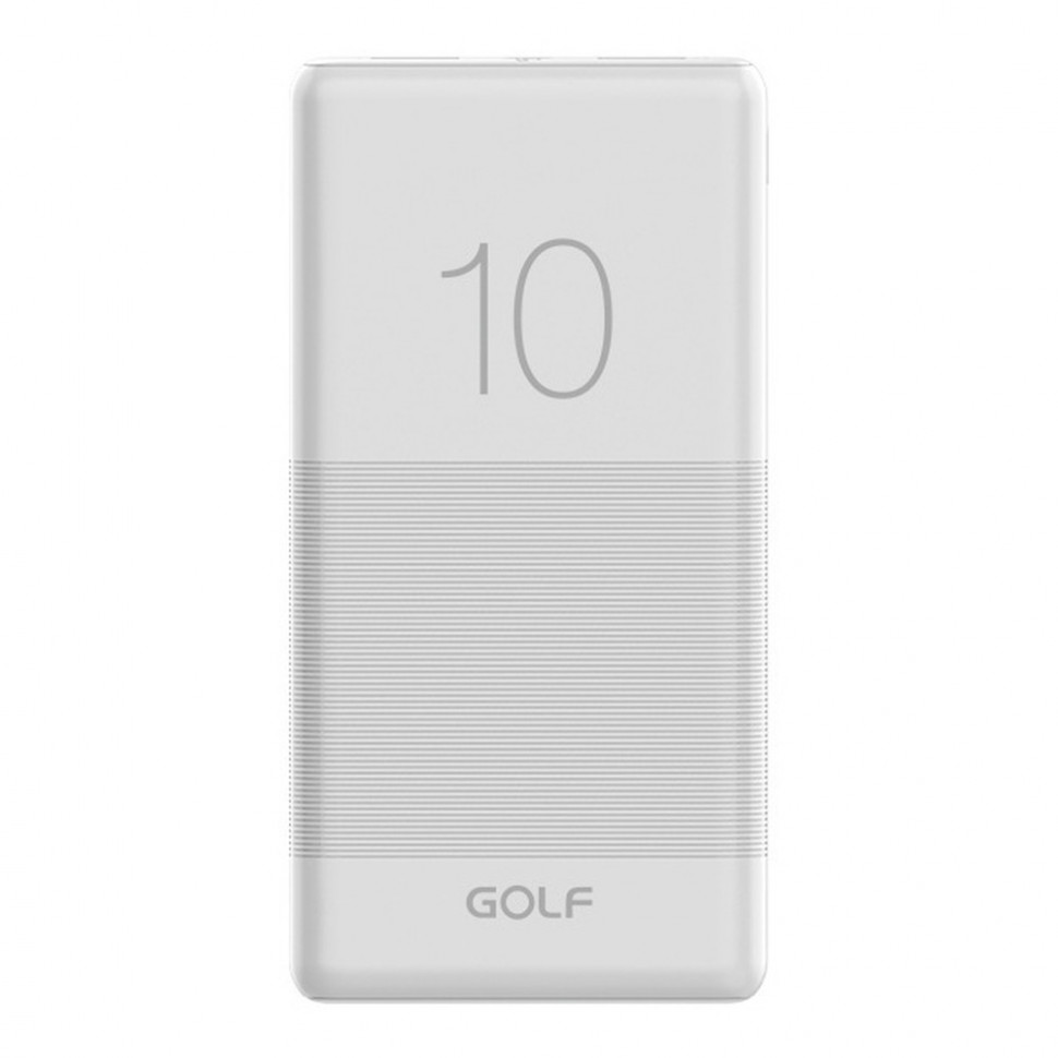 Аккумулятор внешний GOLF G80/ Powerbank 10000 mah + Кабель Micro usb /In Micro usb /Out USB 1 А, 2.1A/ белый