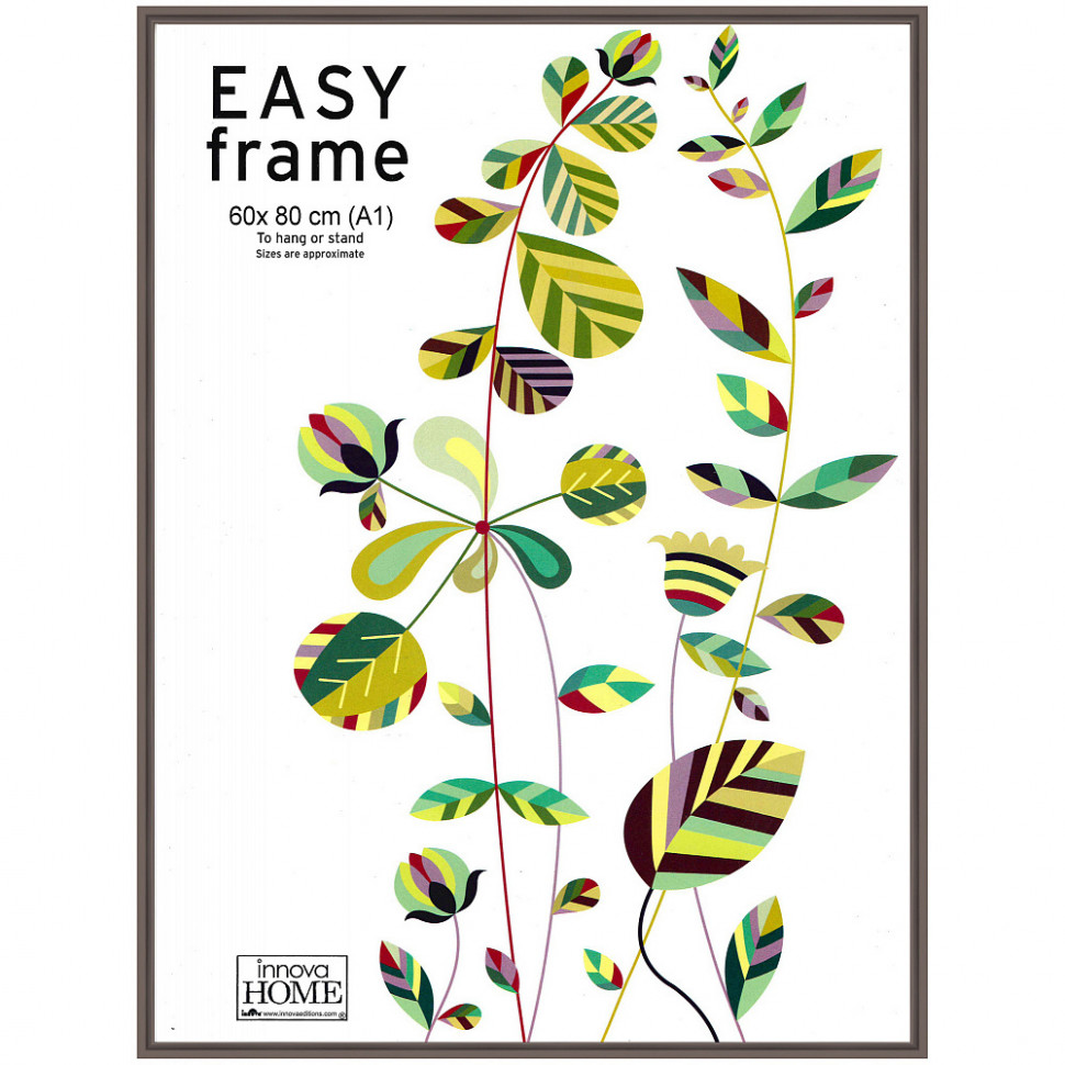 Рамка Innova Easy Standart 60 x 80 см, багет 9 мм пластик, вставка пластик, цвет темный металлик, PI09137