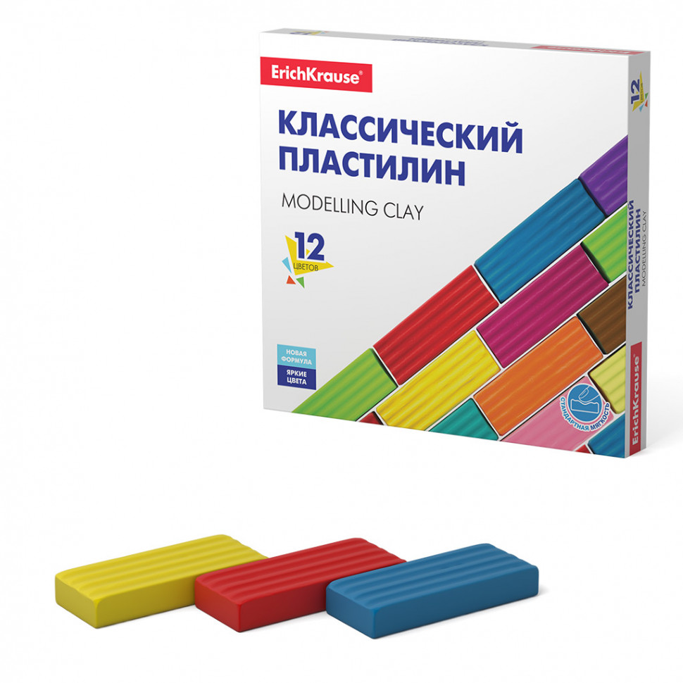 Классический пластилин ErichKrause® Basic, 12 цветов, 192 г, EK50558