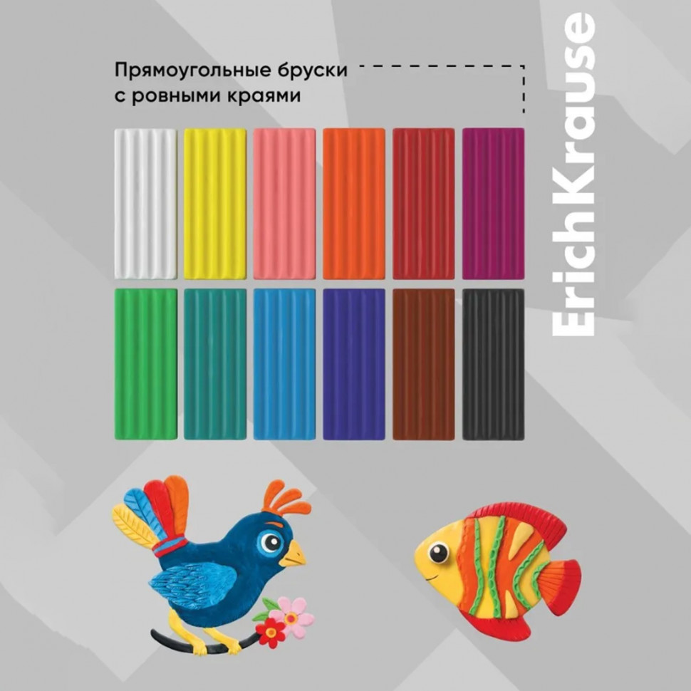 Классический пластилин ErichKrause® Basic, 12 цветов, 192 г, EK50558