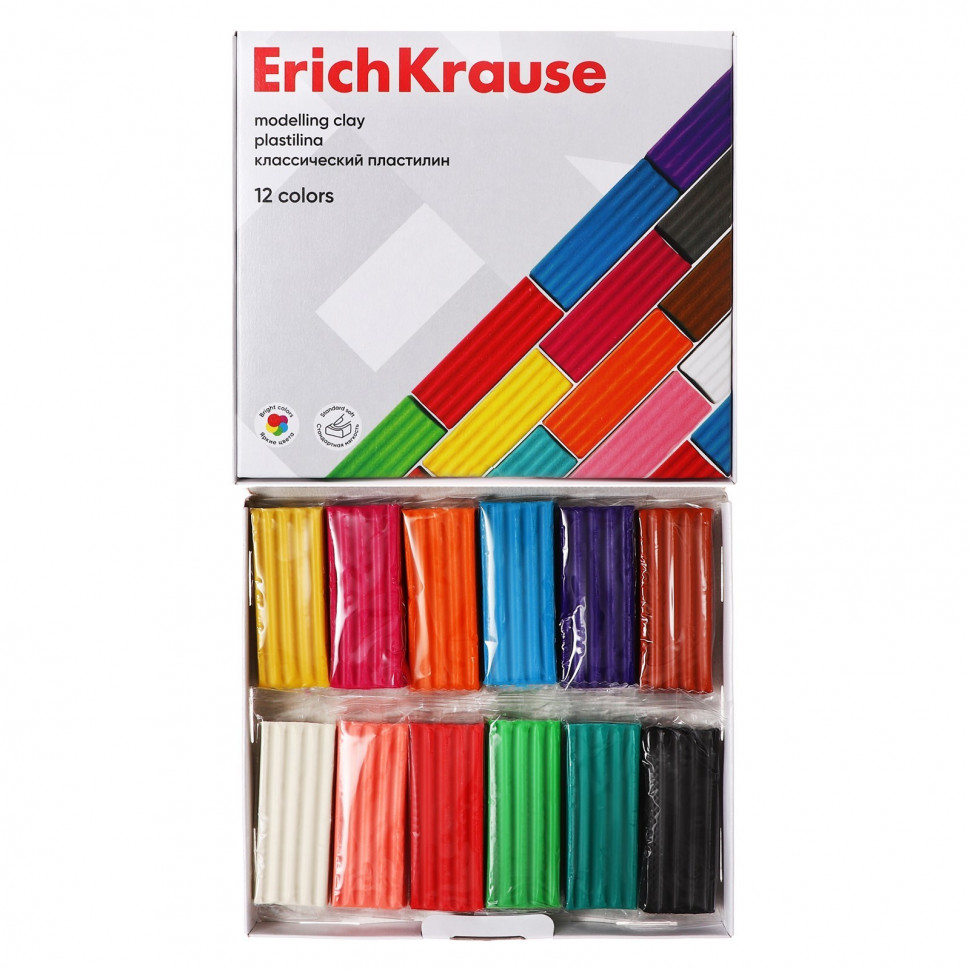 Классический пластилин ErichKrause® Basic, 12 цветов, 192 г, EK50558