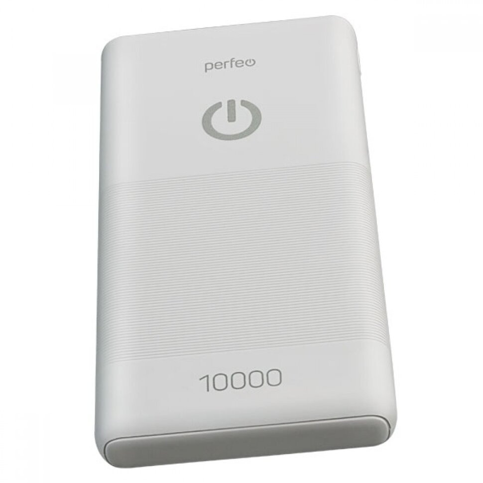 Аккумулятор внешний Perfeo Powerbank 10000 mah + Micro usb /In Micro usb /Out USB 1 А, 2.1A/ белый