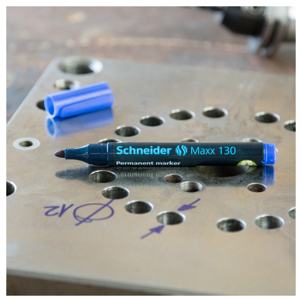 Маркер-перманент Schneider Maxx 130, пишущий узел 3 мм, чернила на спиртовой основе, цвет чернил синий