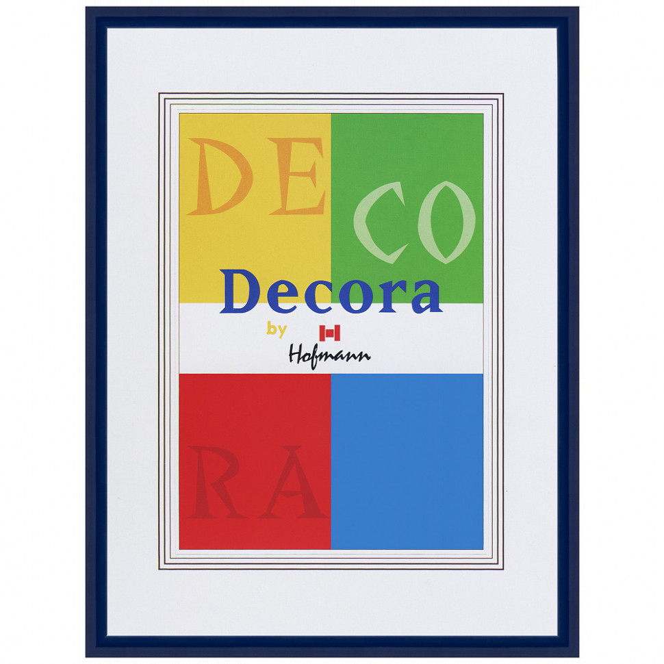 Рамка Hofmann Decora 40 x 50 см, багет 9 мм пластик, со стеклом, паспарту 28 х 35 см, цвет синий, Hofmann 45-А
