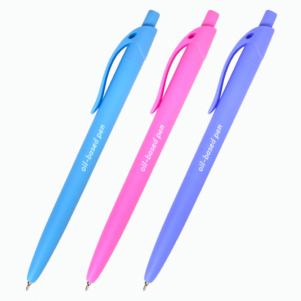 Ручка шариковая масляная автоматическая BRAUBERG FRUITY Pastel, корпус soft-touch, игольчатый пишущий узел 0,7 мм, линия письма 0,35 мм, цвет чернил синий, 142959