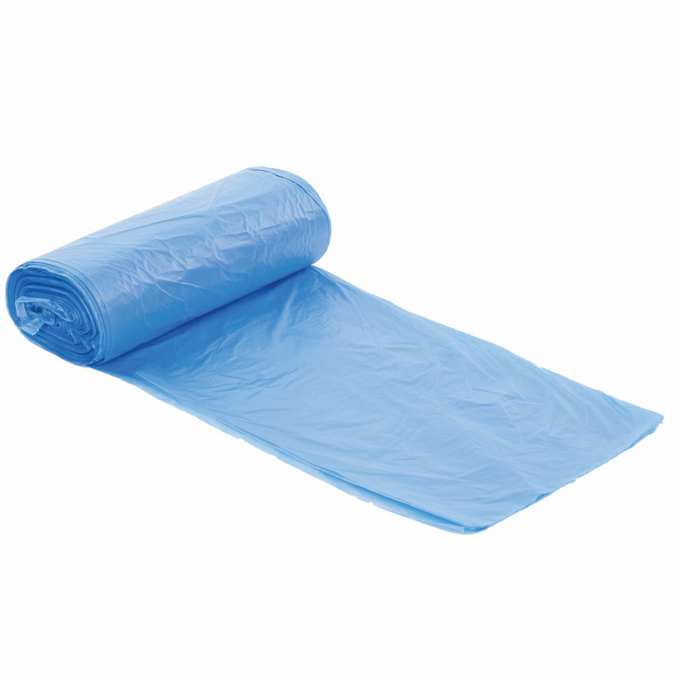 Мешки для мусора 30 литров ЛАЙМА/OfficeClean, ПНД, прочные, 50 х 60 см, 10 мкм, синие, рулон 30 штук