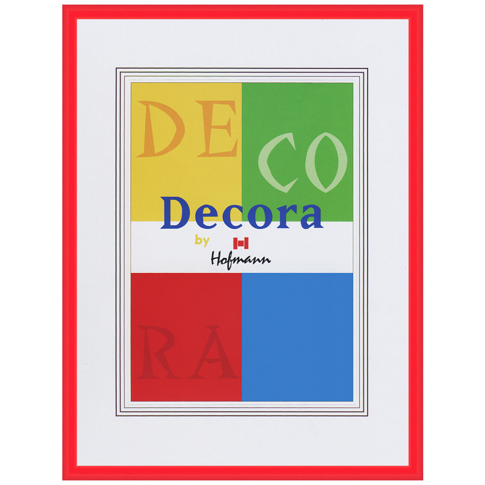 Рамка Hofmann Decora 40 x 50 см, багет 9 мм пластик, со стеклом, паспарту 28 х 35 см, цвет красный, Hofmann 45-R