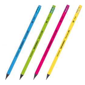 Карандаш чернографитный пластиковый Brauberg Kids/Berlingo Flexy Neon/Deli Neon 54600-1, твердость НВ, с ластиком, корпус трехгранный пластиковый