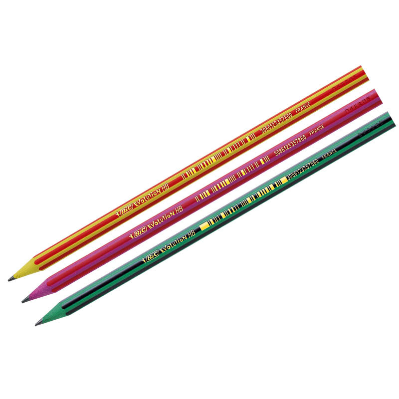 Карандаш чернографитный BIC Evolution Stripes, диаметр грифеля 2.3 мм, твердость HB (ТМ), BIC 918487