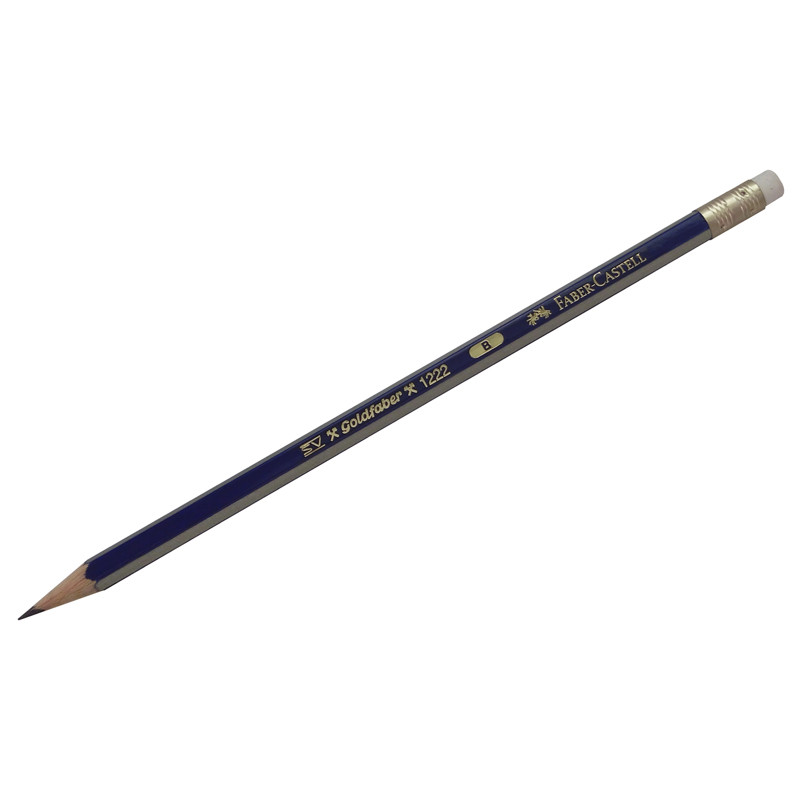 Карандаш чернографитовый Faber-Castell "GOLDFABER 1222", шестигранный,с ластиком,  корпус деревянный, цвет корпуса - синий с полосой, твердость В, FС116801