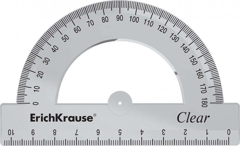 Транспортир 180°/10 см Erich Krause CLEAR, EK41521