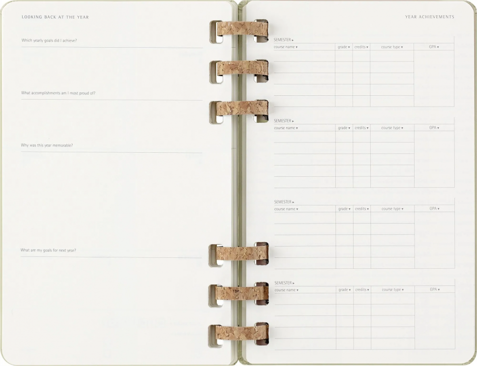 Еженедельник Moleskine ACADEMIC SPIRAL Large, размер 150 х 210 мм, 200 страниц, спираль, цвет киви